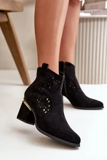 Openwork ankle boots Cowgirl Boots Zip Fastened Black Vosilara