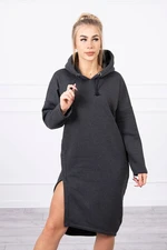 Dress with a hood and a slit on the side graphite melange