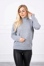 Gray sweater with high neckline