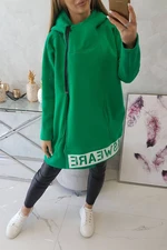 Insulated sweatshirt with zipper in green color