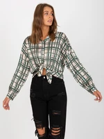 Beige checkered women's shirt