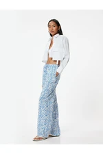 Koton Wide Leg Trousers High Waist Tie Detail Floral Pattern Comfortable Fit