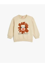 Koton Lion Sweatshirt Long Sleeve Crew Neck Raised Cotton