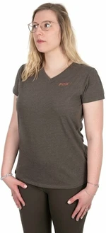 Fox Fishing Tričko Womens V-Neck T-Shirt Dusty Olive Marl/Mauve Fox S