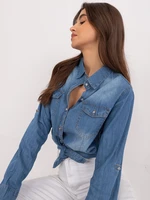 Blue denim collared shirt