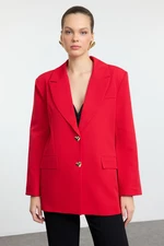 Trendyol Red Oversize Heart Button Blazer Jacket