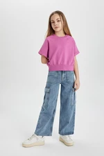 DEFACTO Girls Cargo Fit Wide Leg Jeans