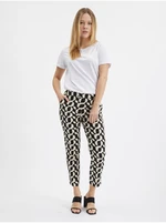 Orsay Cream-Black Women Patterned Trousers - Women