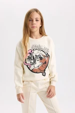 DEFACTO Girl Ecru Scooby Doo Relax Fit Crew Neck Sweatshirt