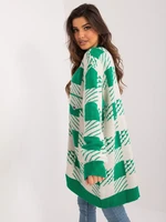 Green and beige oversize sweater with geometric pattern