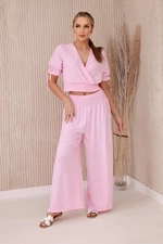 Women's set blouse + trousers - light pink