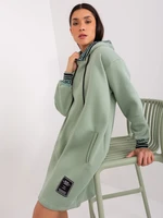 Pistachio sweatshirt dress with pockets