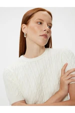 Koton Short Sleeve Knitted Sweater Hair Knit Textured Round Neck