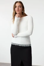 Trendyol Ecru Tulle Detailed Thin Knit Sweater