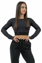 Nebbia Long Sleeve Crop Top INTENSE Perform Black S T-shirt de fitness