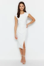 Trendyol Ecru Fitted Midi Woven Waistband Woven Dress