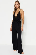 Trendyol fekete csipke részletes kötött jumpsuit