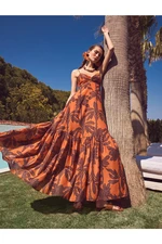 Koton Melis Ağazat X - Tropical Patterned Long Dress with Straps