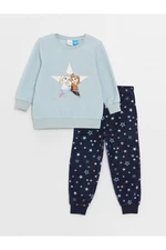 LC Waikiki Crew Neck Frozen Printed Long Sleeve Fleece Girls Kids Pajamas Set