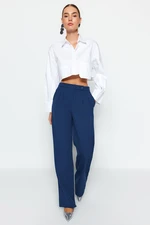 Trendyol Navy Blue Wide Leg Wide Leg High Waist Woven Trousers