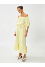 Koton Midi Length Dress With An Open Shoulder Belt