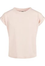 Dívčí organické tričko s prodlouženým ramenem růžové