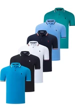 SIX SET T8594 DEWBERRY MENS T-SHIRT-BLACK-WHITE-NAVY-DARK BLUE-GREEN-LIGHT BLUE