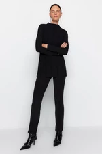 Trendyol Black Rib Detail Knitted Blouse-Pants Bottom-Top Set