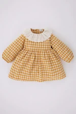 DEFACTO Baby Girls Checked Long Sleeve Flannel Dress