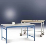 Manuflex BB3027.5007 Servírovací stolek základní stacionárně s plastovým stolní deska v briliantově modrá RAL 5007, Šxhxv: 1000 x 800 x 780 mm