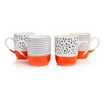 Súprava 4 hrnčekov z imitácie porcelánu Sabichi Tangerine, 370 ml