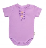 Baby Nellys Kojenecké žebrované body s knoflíčky kr. rukáv, Girl - lila, vel. 86 (12-18m)