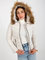 White quilted transition jacket with hood