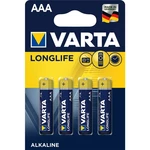 Batéria alkalická Varta Longlife AAA, LR03, blistr 4 ks (4103101414) mikrotužkové batérie AAA (LR03) • nenabíjacie • napätie: 1,5 V • alkalické • vhod