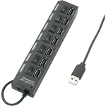 Renkforce  7 portů USB 2.0 hub možné spínať jednotlivo, so stavovými LED čierna