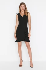 Trendyol Black Fitted Woven Flounce Mini Woven Dress