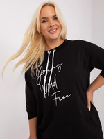 Black plus size blouse with inscription