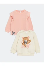 LC Waikiki Crew Neck Printed Baby Girl Sweatshirt 2-Pack