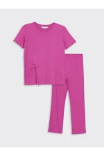 LC Waikiki Women's Pajamas Set with Crew Neck, Short Sleeve, Straight