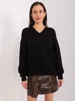 Black oversize sweater with wool