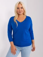 Cobalt blue V-neck blouse plus size