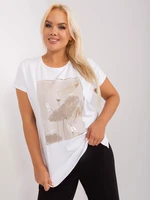 White, loose blouse plus size with slits