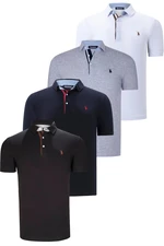 QUAD SET T8582 DEWBERRY MENS T-SHIRT-BLACK-WHITE-NAVY BLUE-GREY