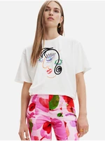 White Desigual Face T-Shirt - Women