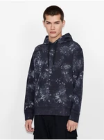 Dark Blue Mens Patterned Hoodie Armani Exchange - Men