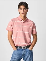 Růžové pánské pruhované polo tričko Pepe Jeans Farrell - Pánské