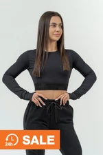 Nebbia DÁMSKY CROP TOP S DLOUHÝM RUKÁVEM INTENSE PERFORM 839 Black S