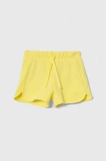 Detské bavlnené šortky United Colors of Benetton žltá farba, jednofarebné, nastaviteľný pás