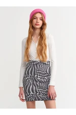 Dilvin 1308 Patterned Short Knitwear Skirt-Smoked