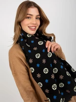 Lady's black scarf with print